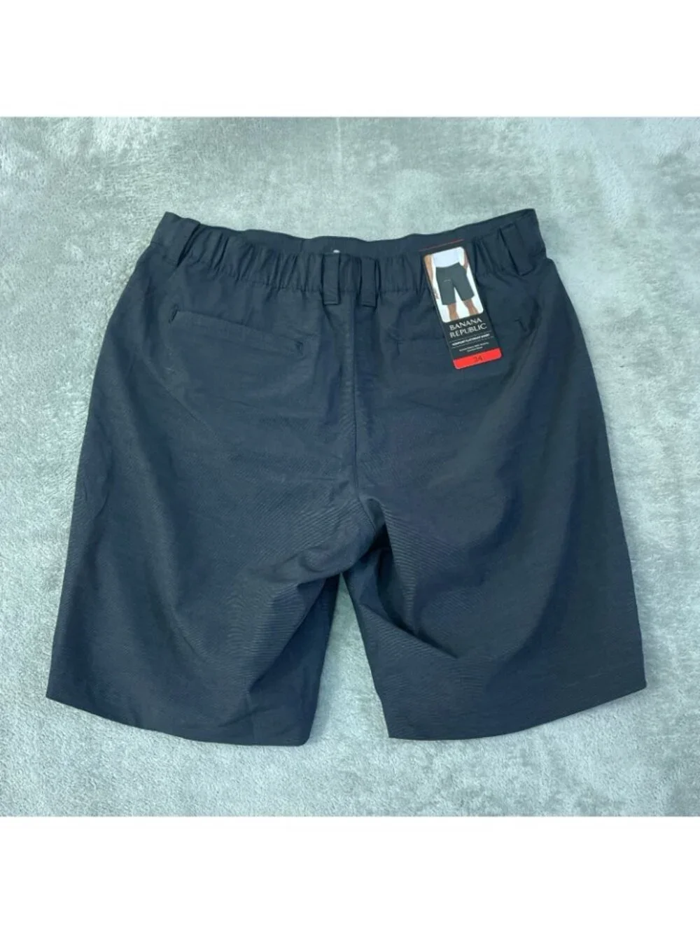 NWT Banana Republic Men's 34 Comfort Flat Front Shorts Black Stretch Polyester